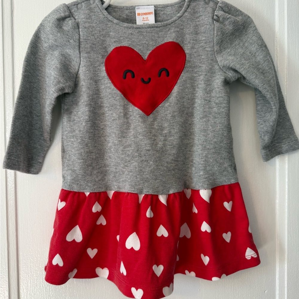 Gymboree Baby Gray and Red Heart Dress, size 6-12 mo